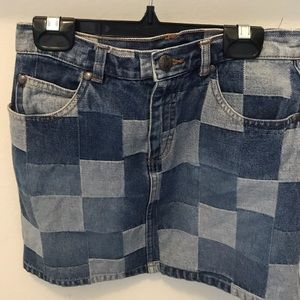 Multi colored denim skirt